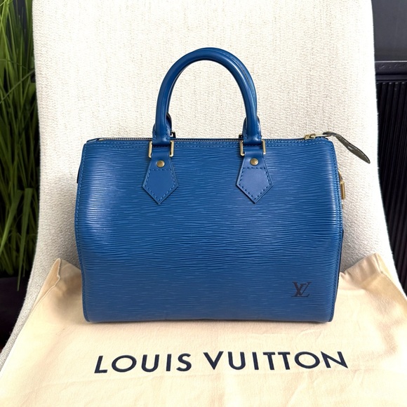 Authentic Louis Vuitton Speedy 25 bag blue Epi leather - Picture 1 of 16